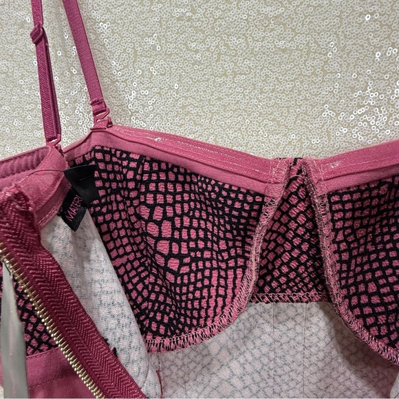 Material Girl Pink Black Snakeskin Print Bodycon Dress Women’s Size Large - Picture 9 of 14